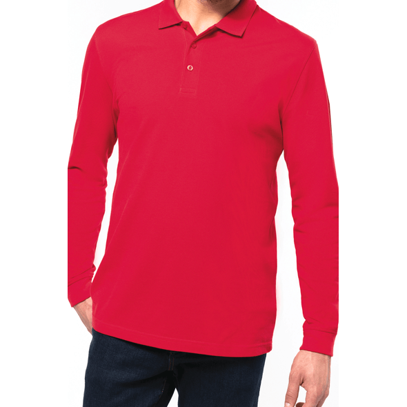 Mens red long sleeve polo sale